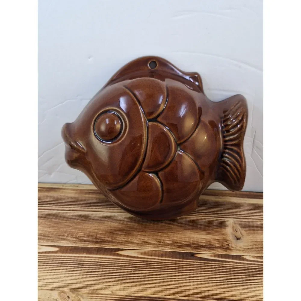 Vintage West German Brown Earthenware Fish Ceramic Pudding Pastry Mold W Germany